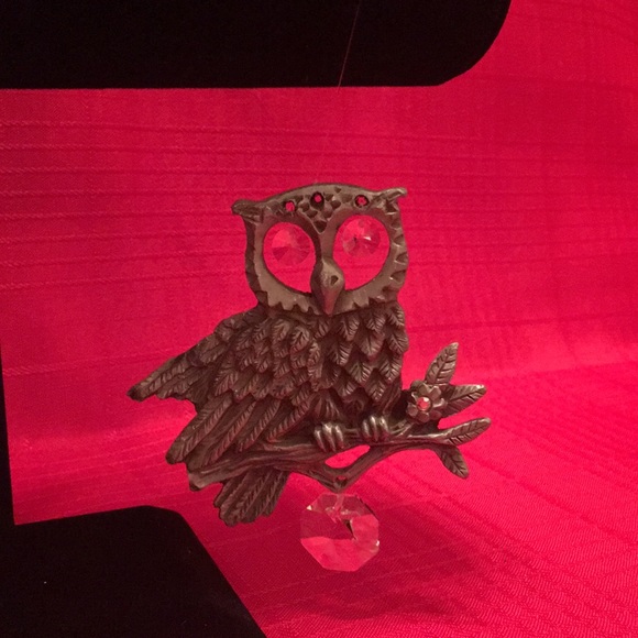 Owl Ornament with Crystal Eyes and Accents - Picture 2 of 3
